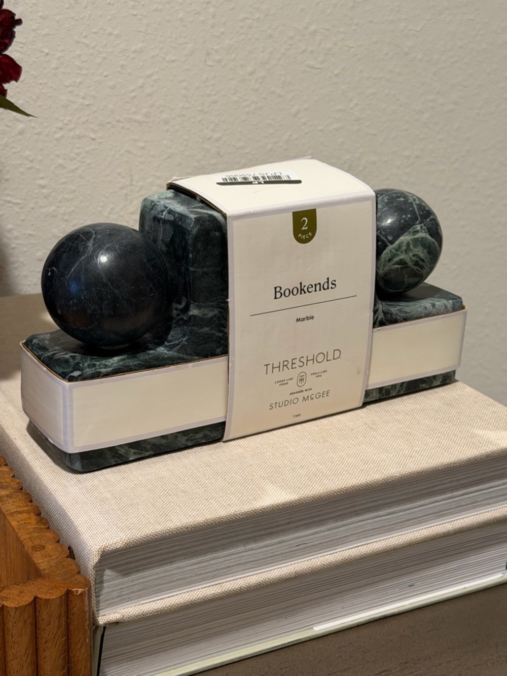 Threshold x Studio McGee 2pc Green Marble Ball Bookends